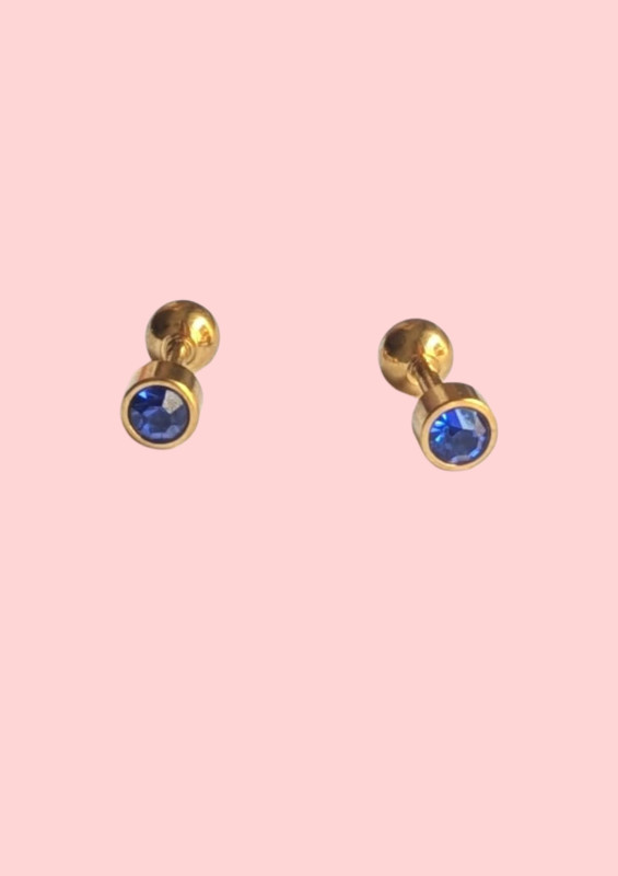 DarkBlue BirthStone earrings with ball stoppers